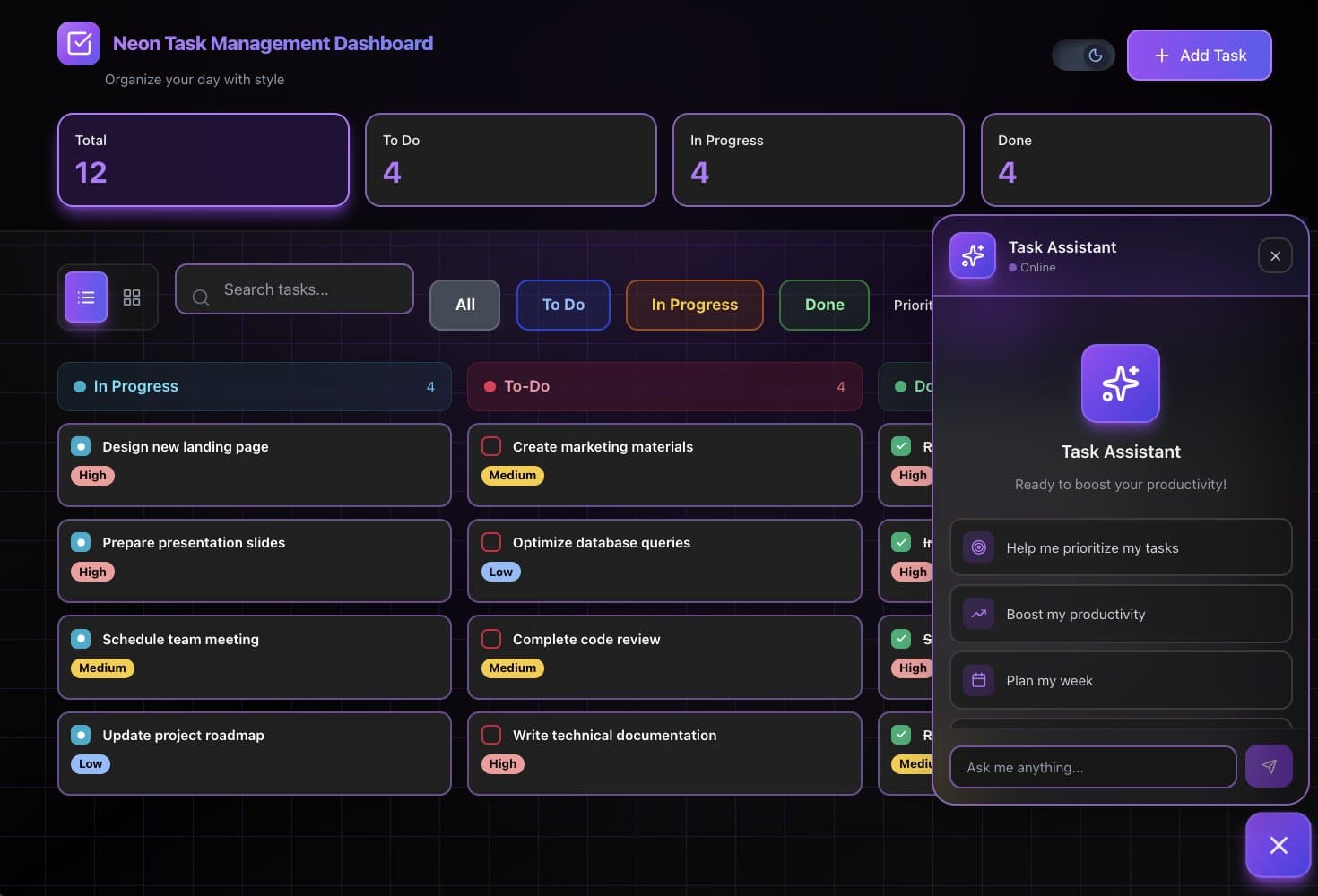 AI software factory for teams who do not code: a Taskade Genesis task dashboard that tracks requests from To Do to Done