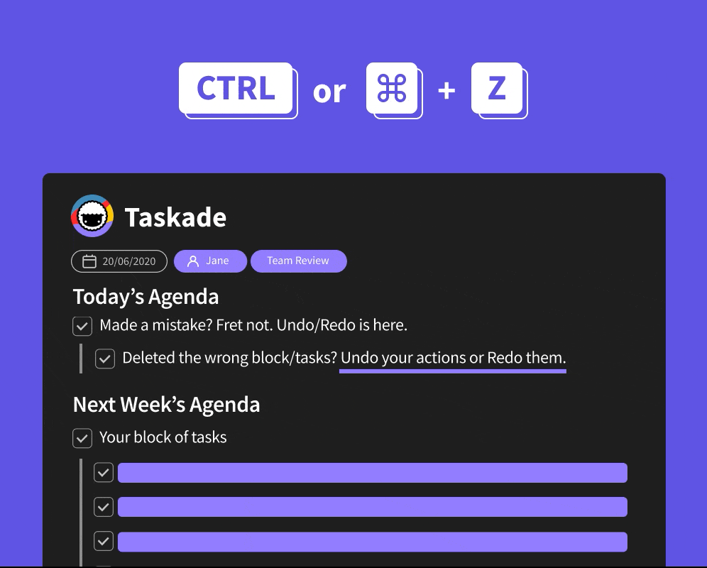 Undo, Redo, Project Changelog