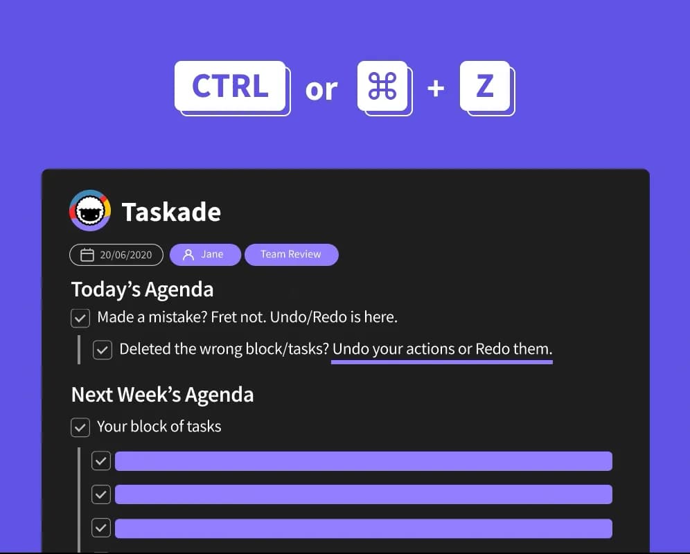 Undo, Redo, Project Changelog