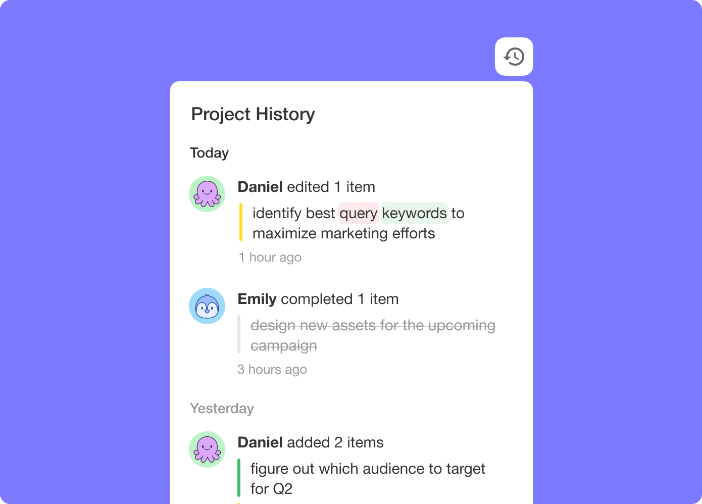 Project History, Video Chat, Comment Improvements