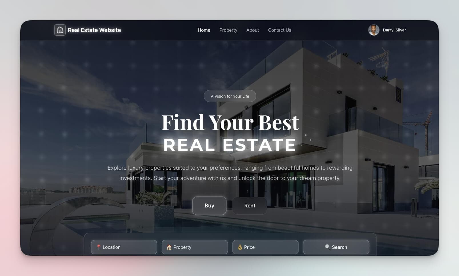 How to build a property management app without code: a real estate app built with Taskade Genesis, with property search by location, type and price