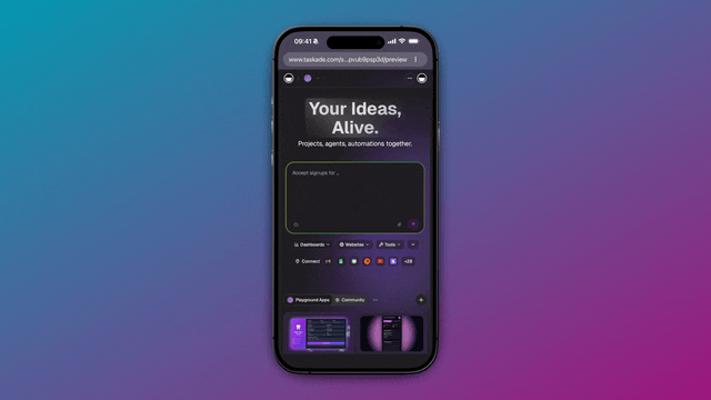 Taskade Genesis mobile app builder — build apps on any device with no code