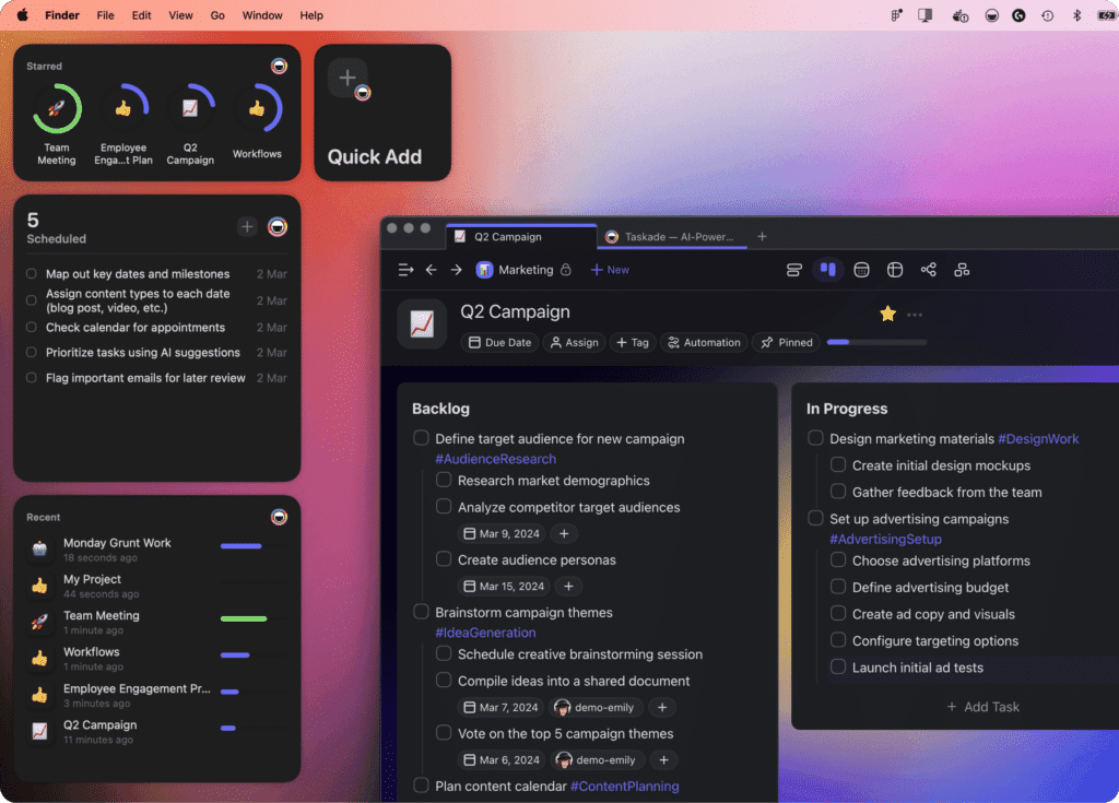 Taskade Widgets, Mobile, Desktop Apps