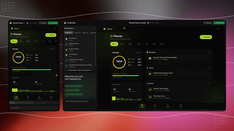 Clone any app from the community and ship in minutes