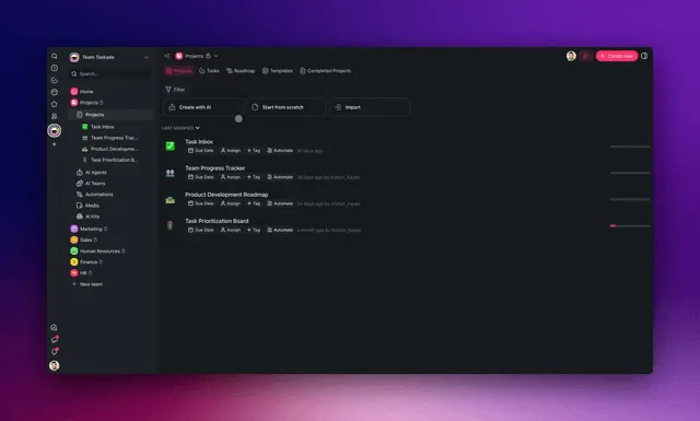 AI agents outlining, researching, and drafting inside a Taskade workspace