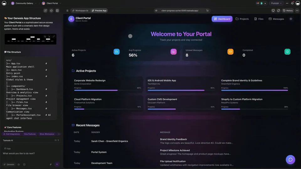Taskade 100+ integrations — Connect Slack, Gmail, Stripe, GitHub and more to your Genesis apps