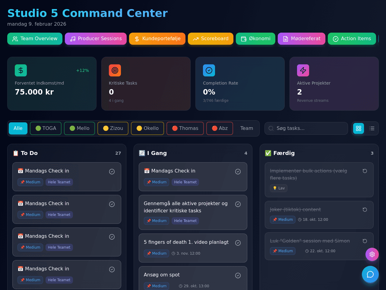 Studio Operations Portal