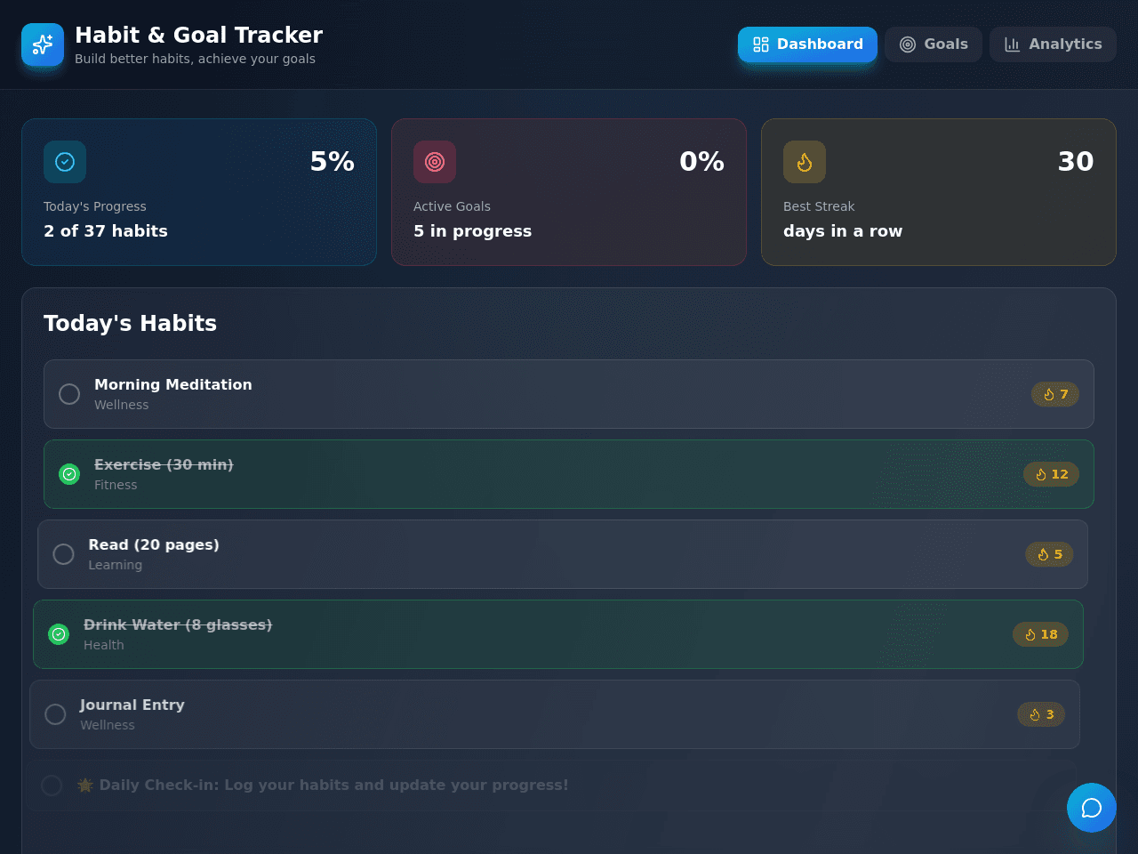 Goal Tracker Dashboard