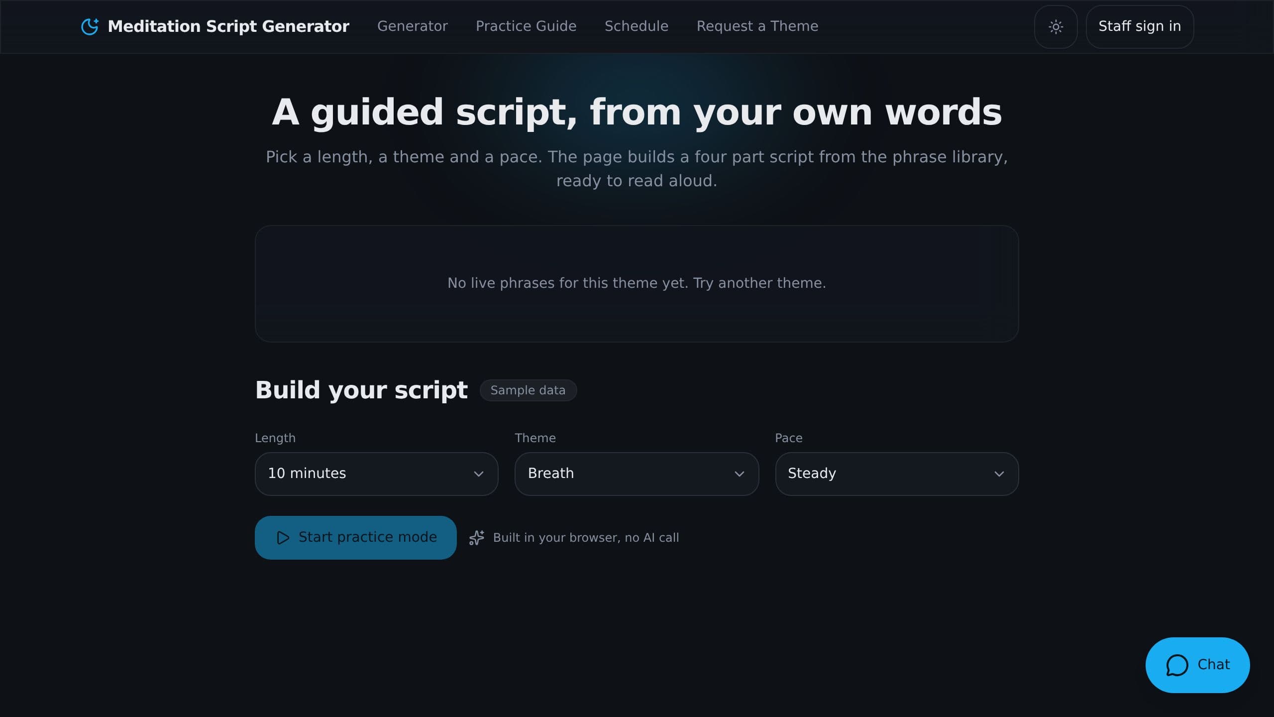 Meditation Script Generator preview