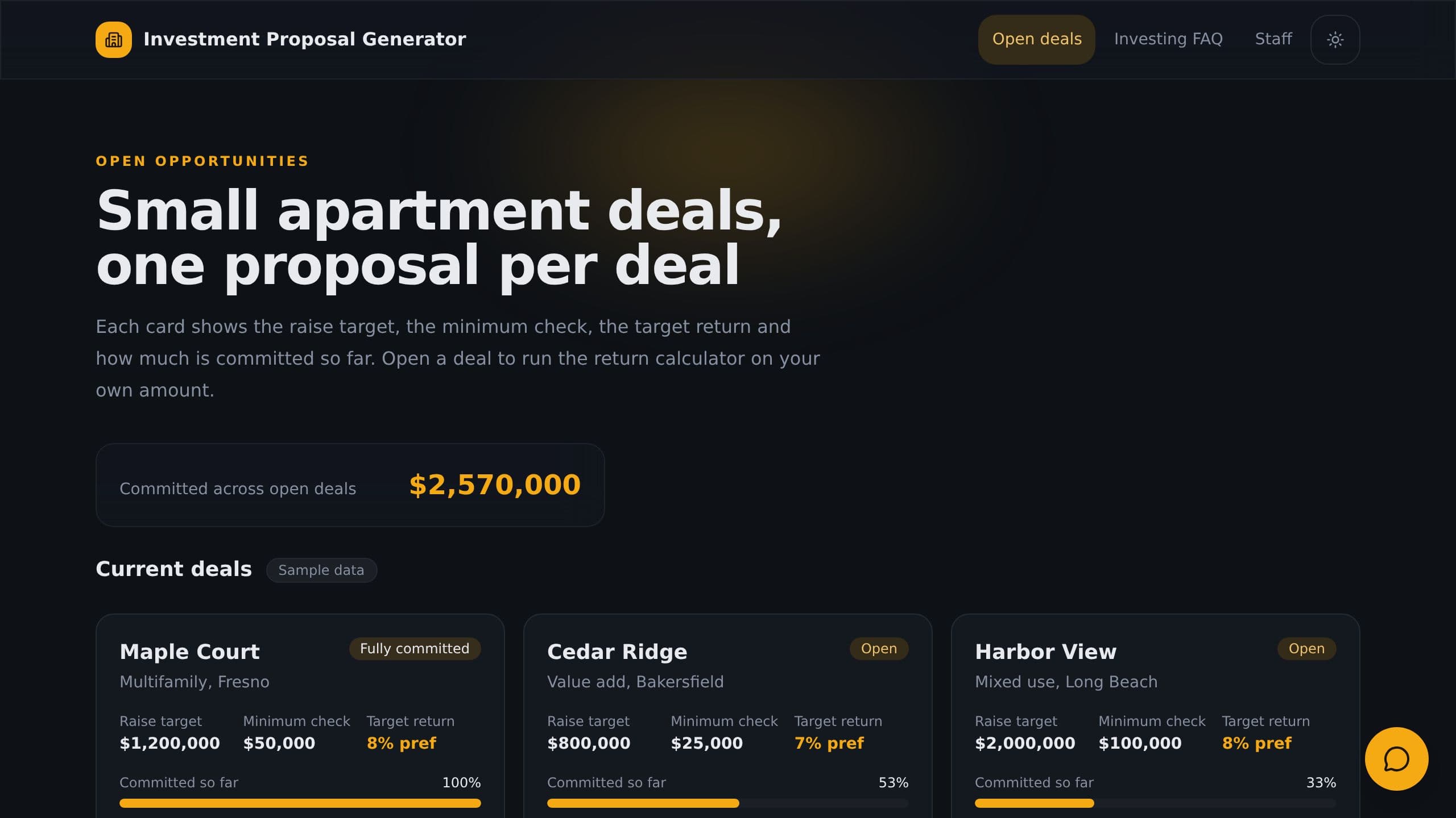Investment Proposal Generator preview
