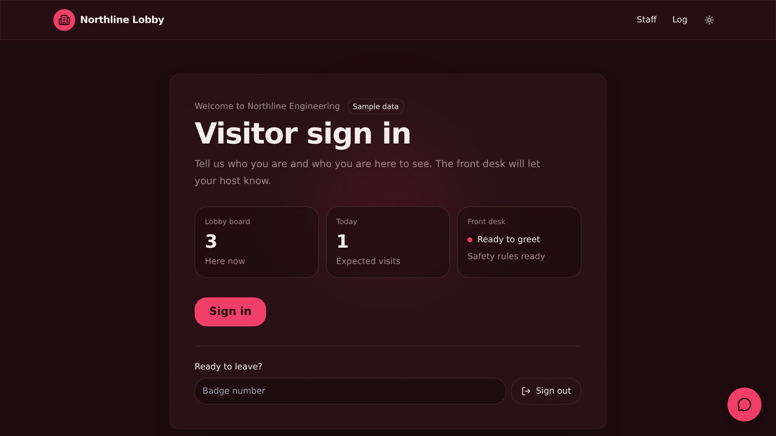 Visitor Sign In preview