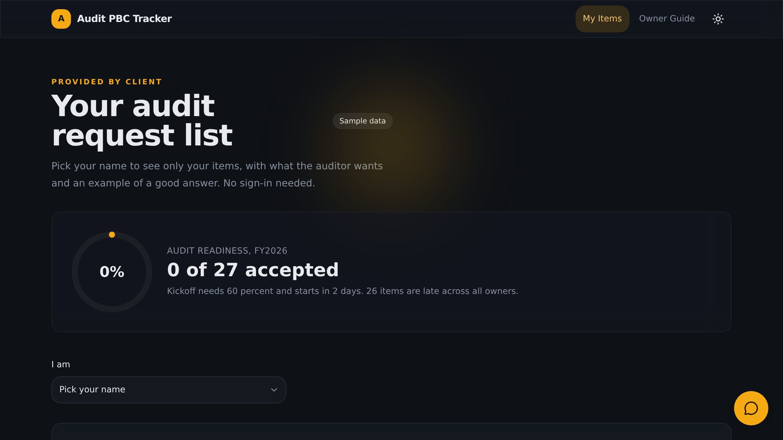 Audit PBC Tracker preview