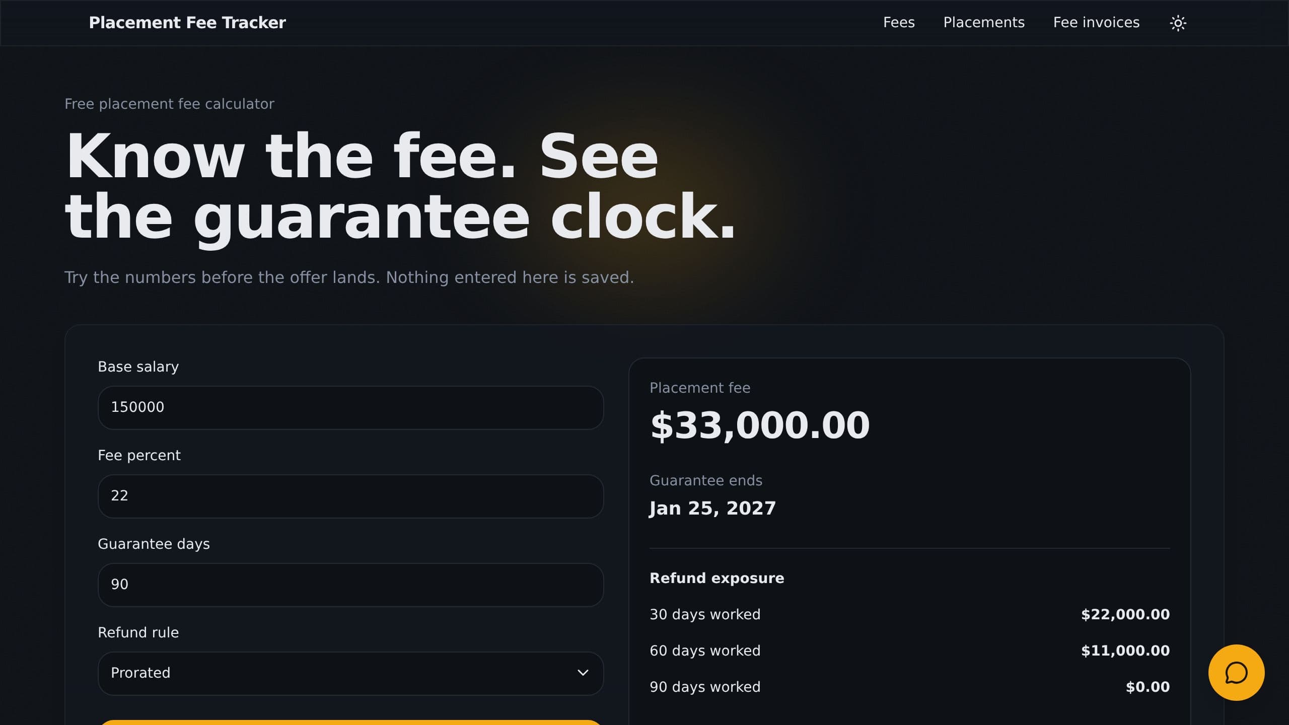 Placement Fee Tracker preview