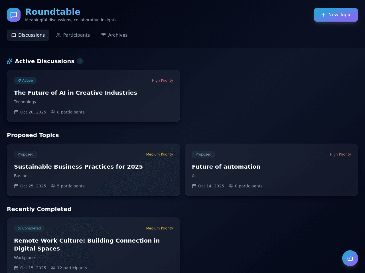 Roundtable Dashboard