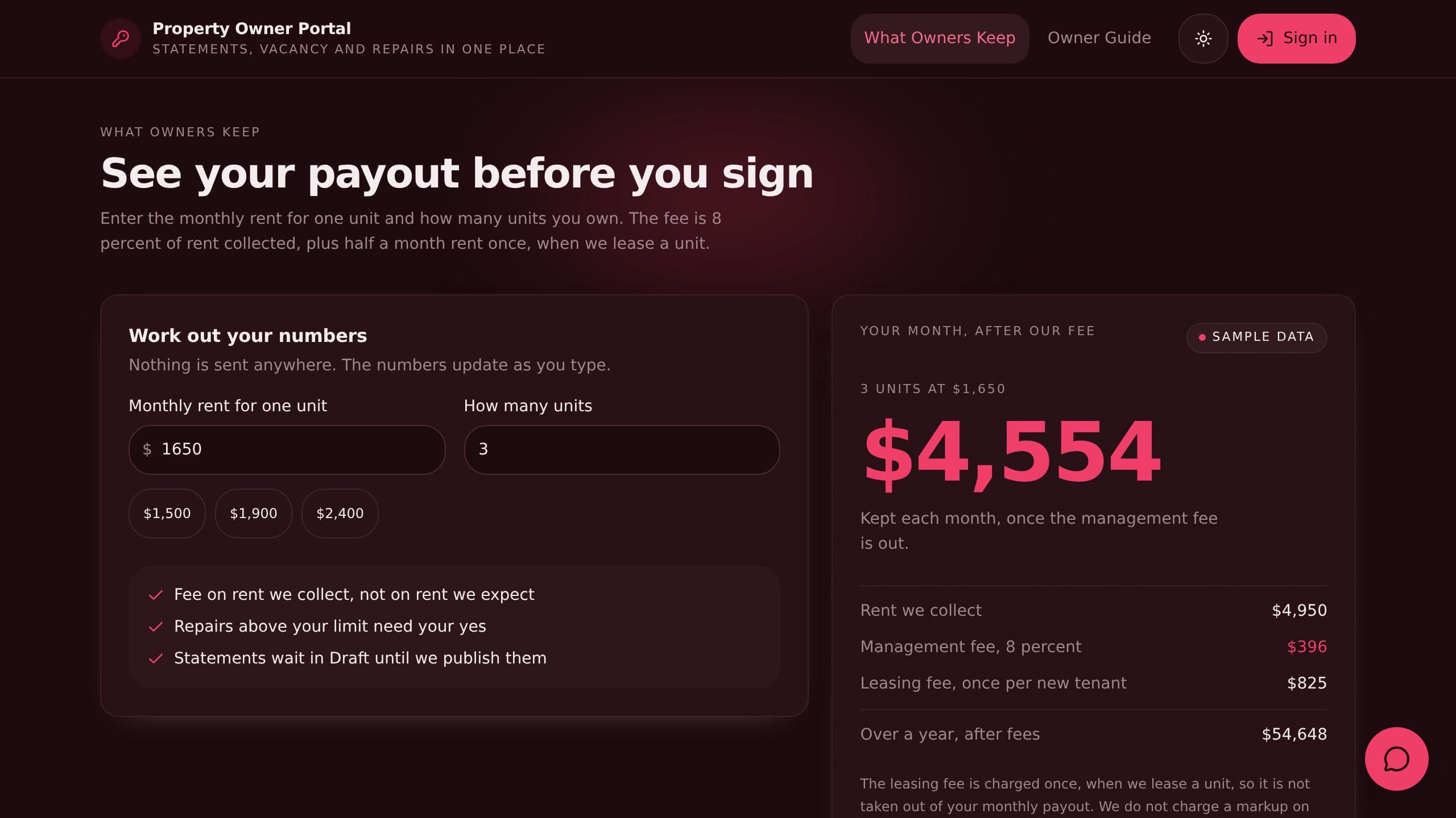 Property Owner Portal preview