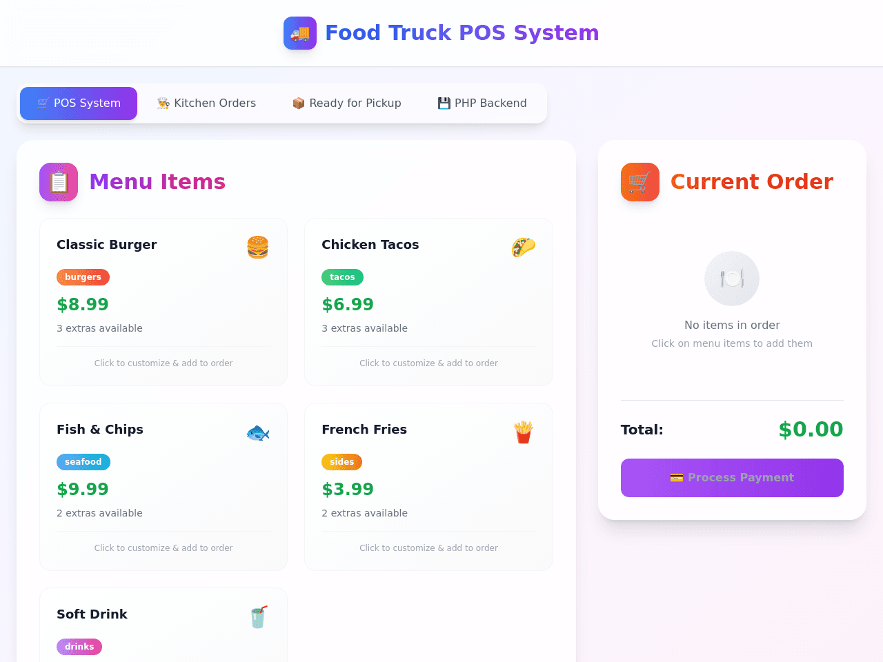 Food Truck Dashboard