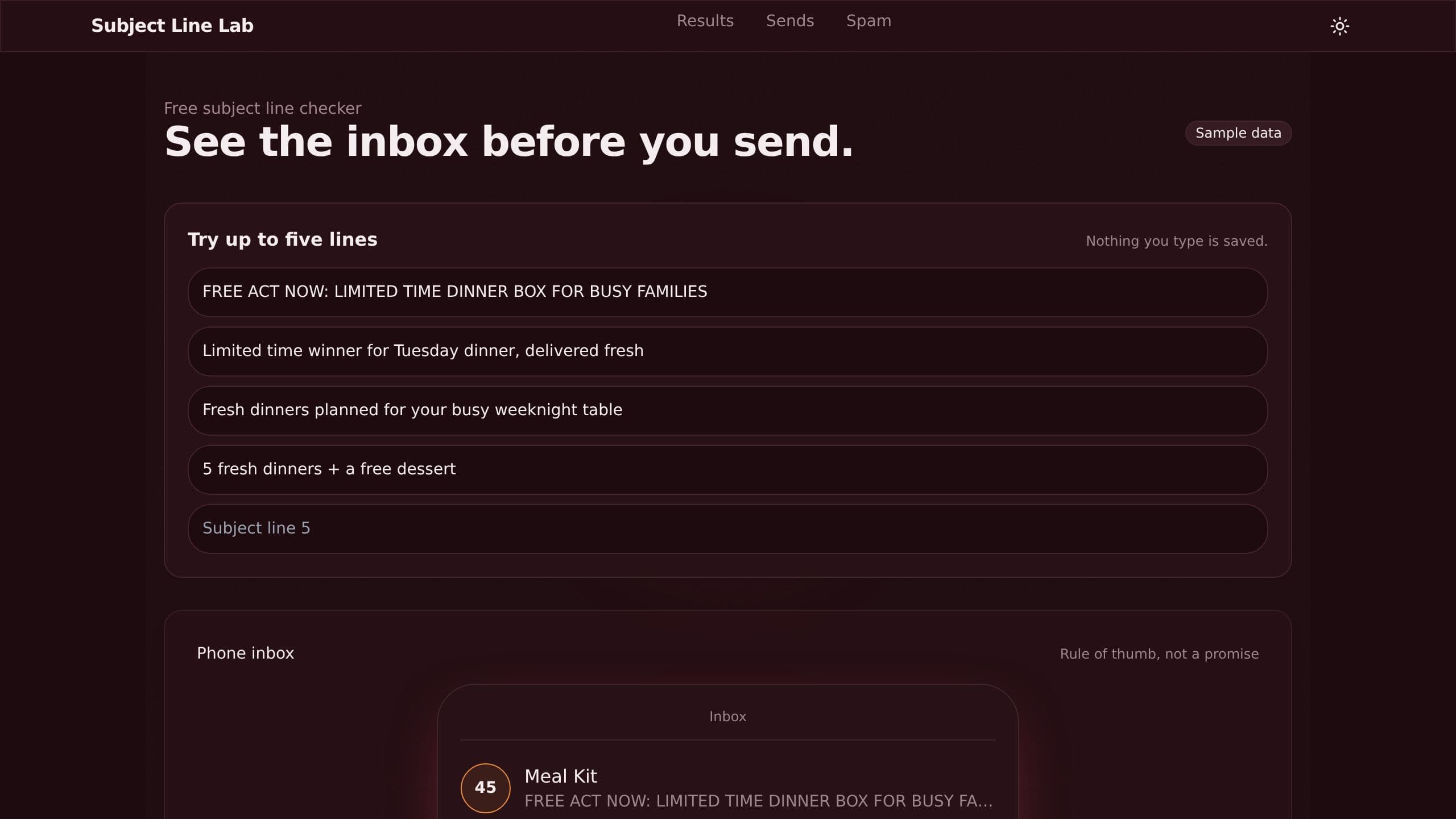 Subject Line Lab preview