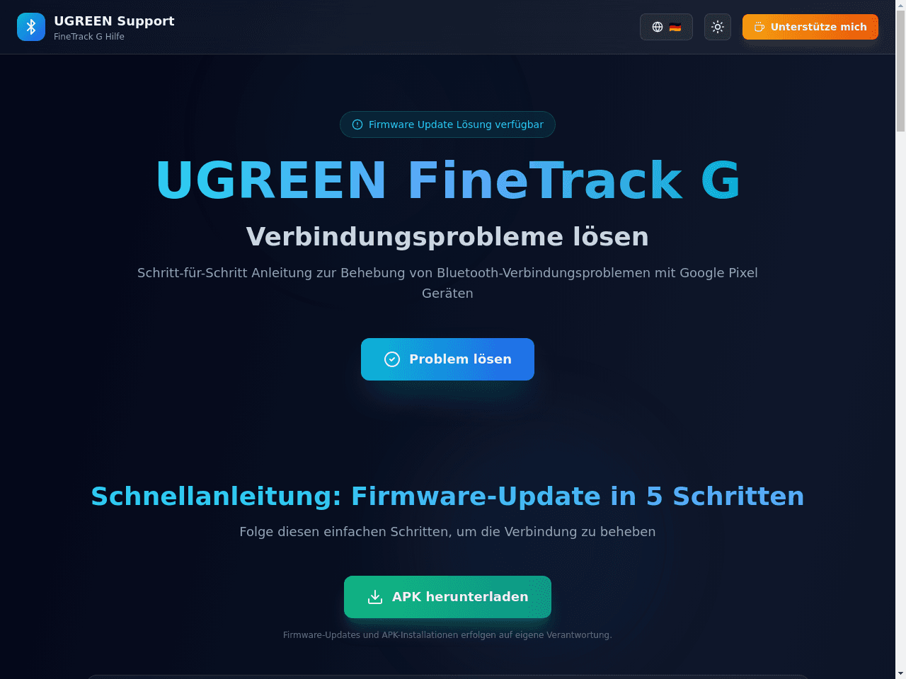 UGREEN FineTrack G – Firmware-Update & Bluetooth-Fix