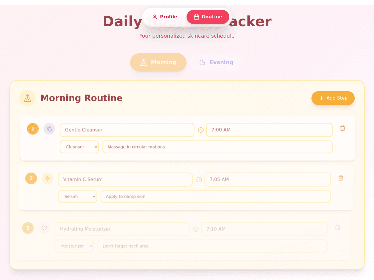 Skincare Profile Planner