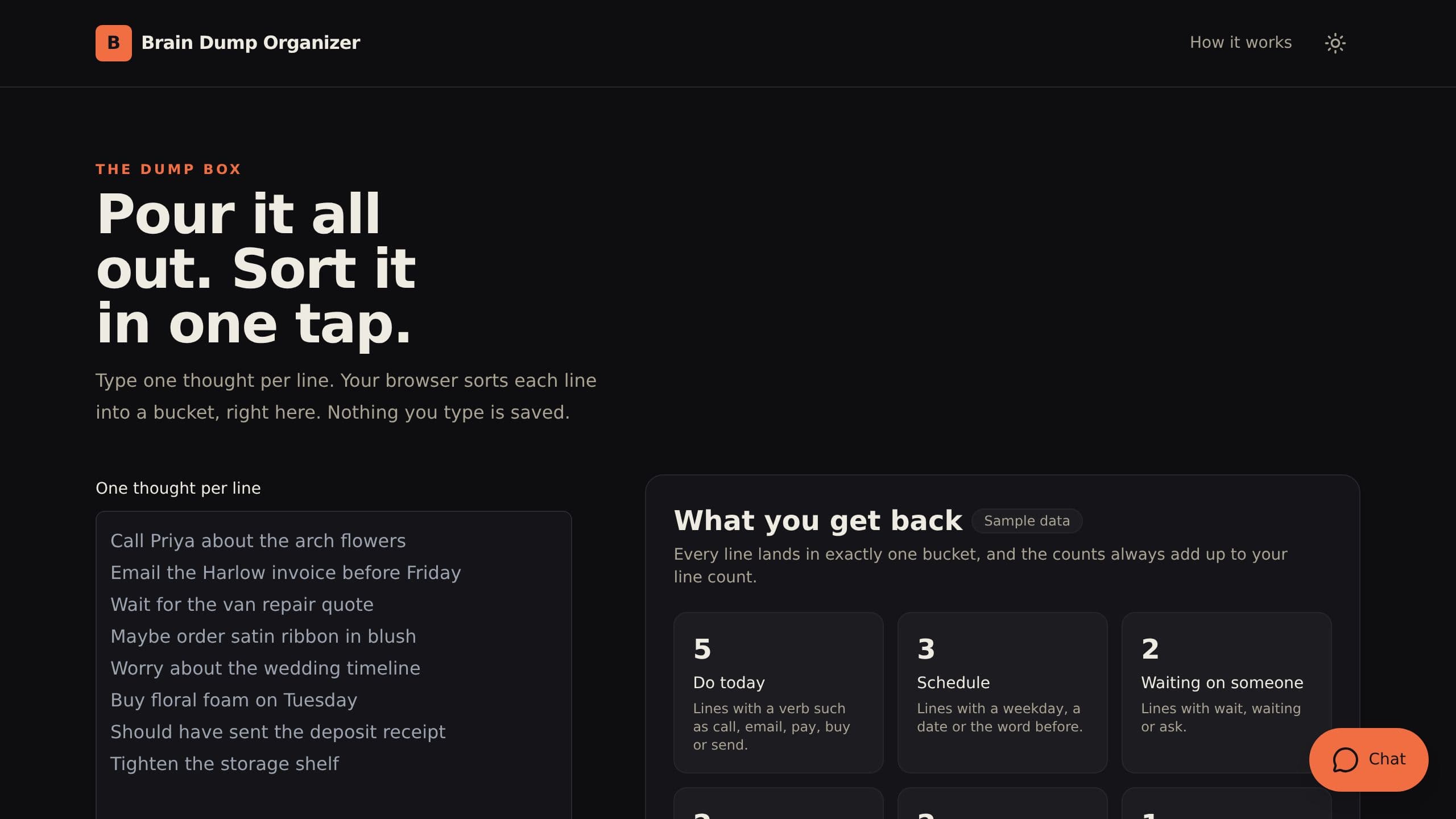 Brain Dump Organizer preview