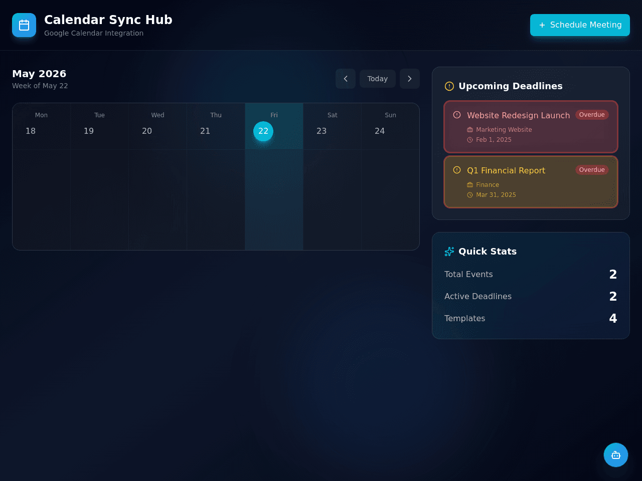 Schedule Sync Dashboard