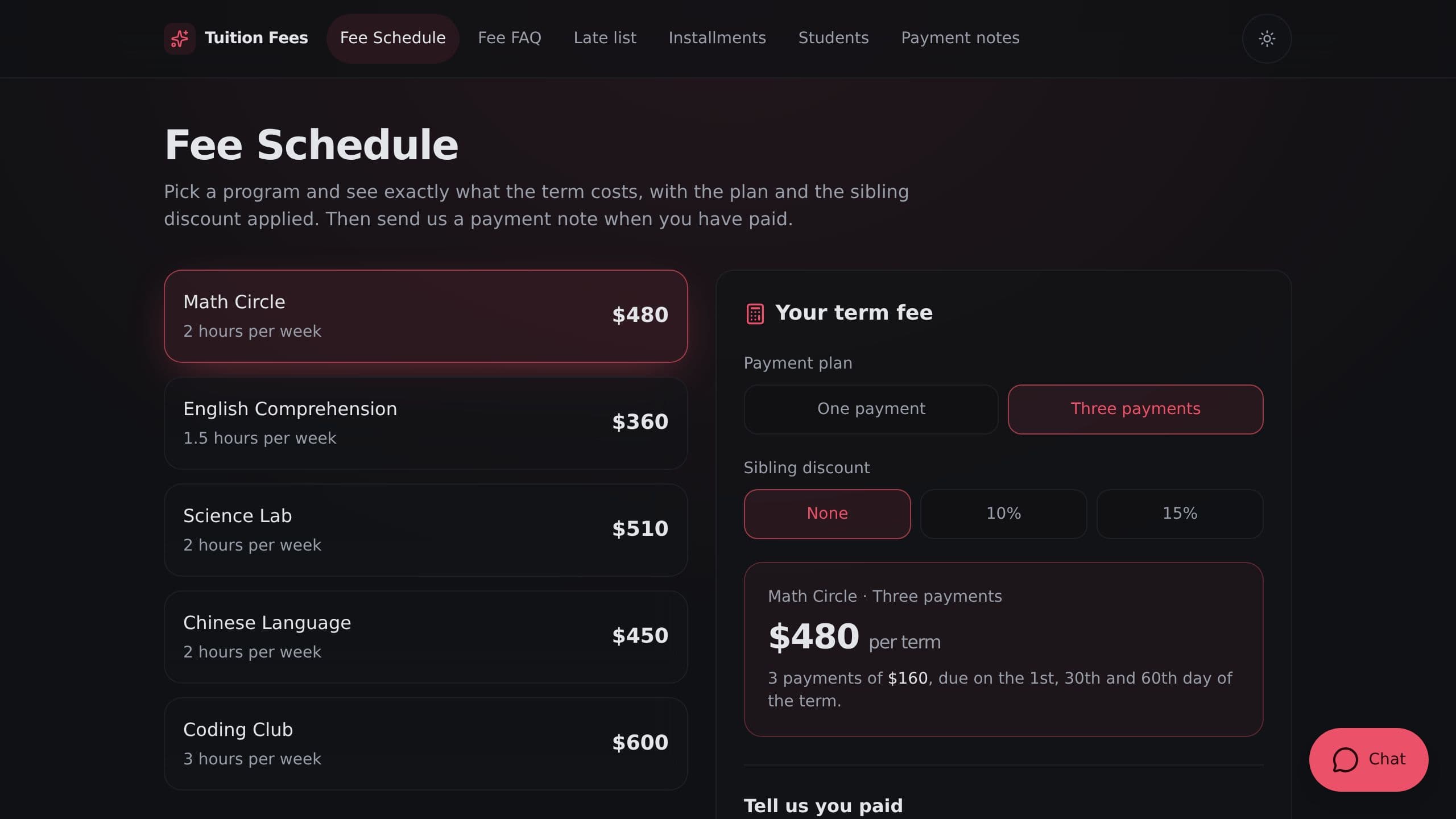 Tuition Payment Tracker preview