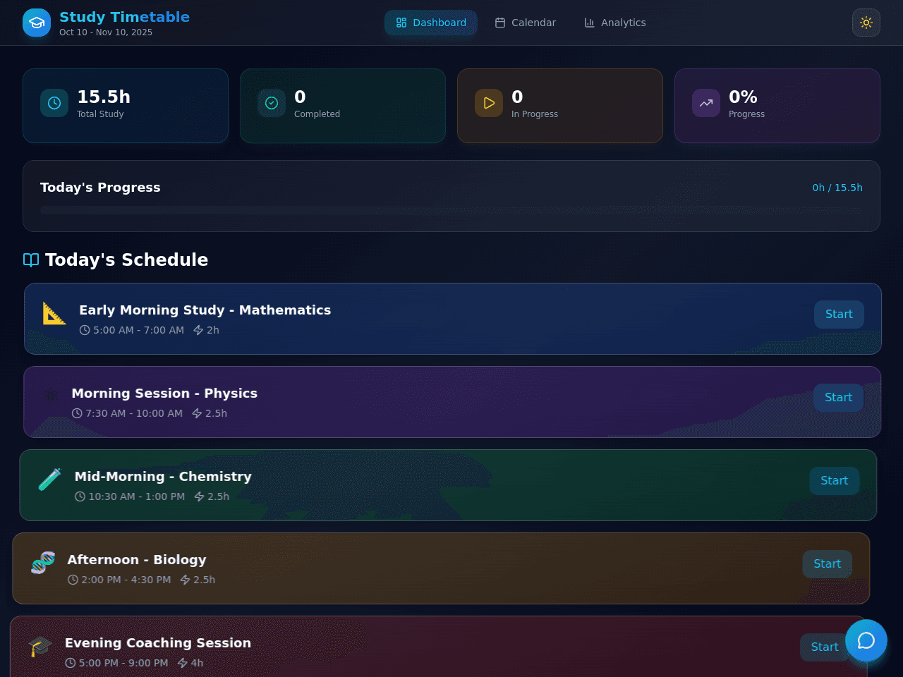 Study Schedule Planner