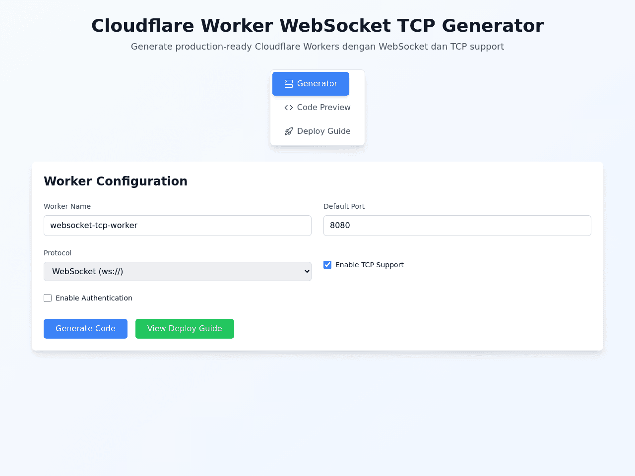 Hai bisa buatkan worker vles ws TCP siap deploy