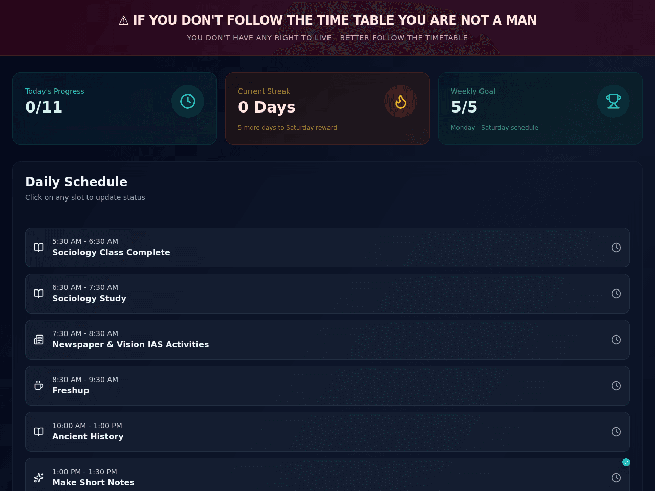 Schedule Mastery Portal