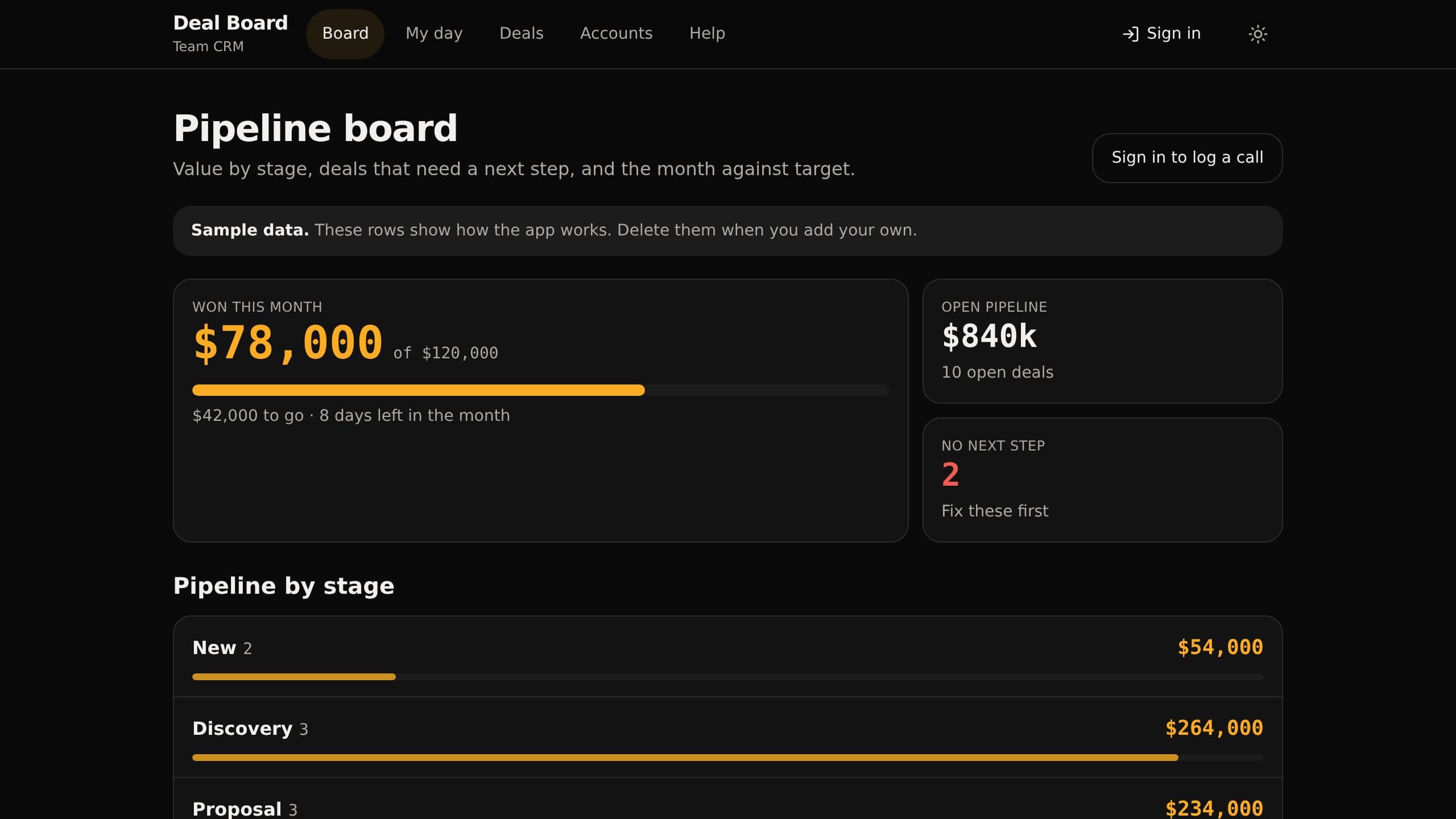 Team Sales CRM preview
