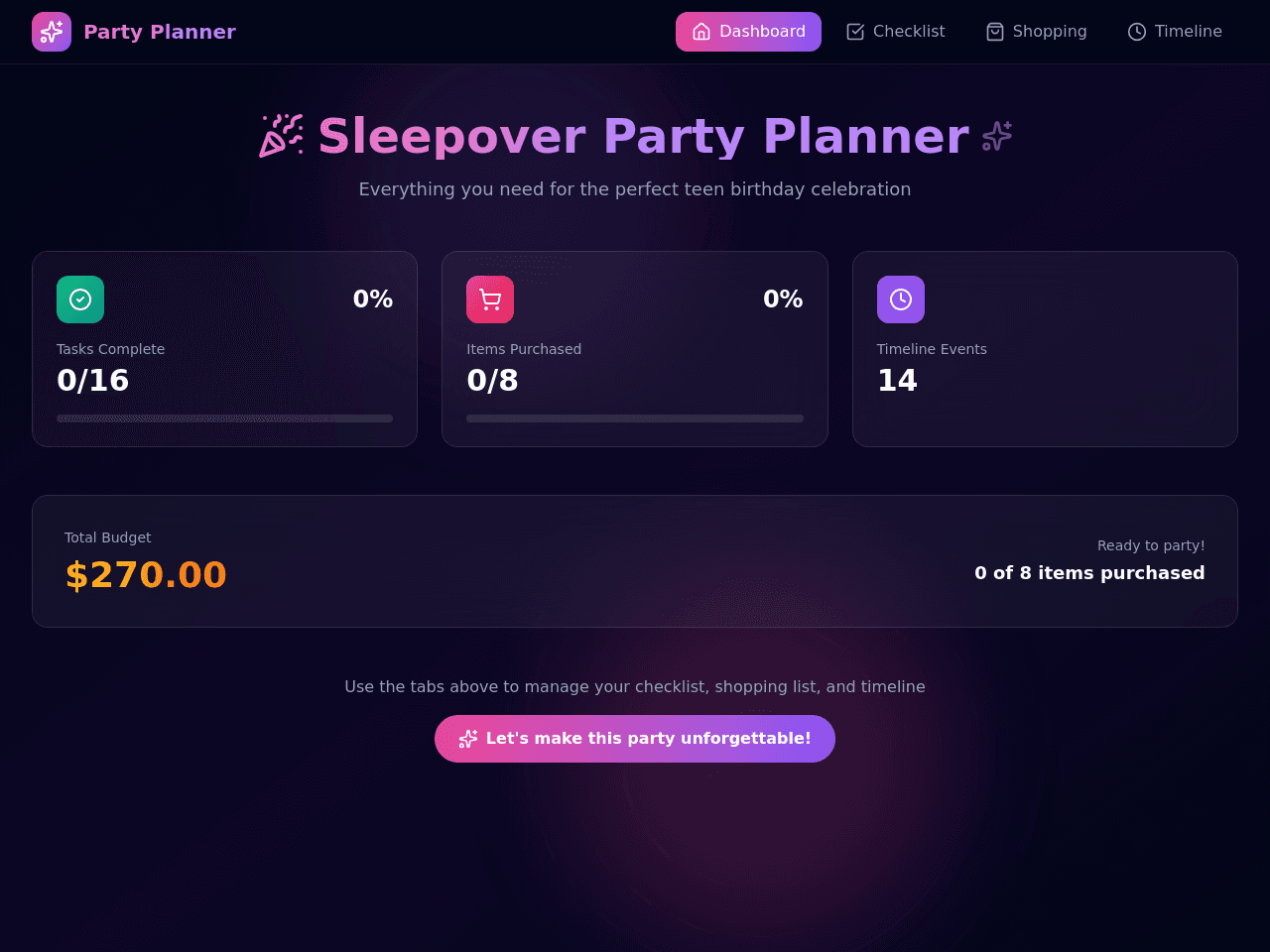 Sleepover Party Planner