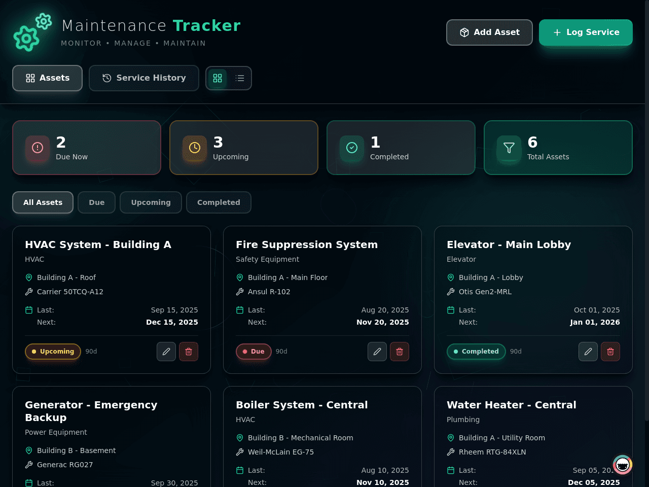 Maintenance Tracker Dashboard