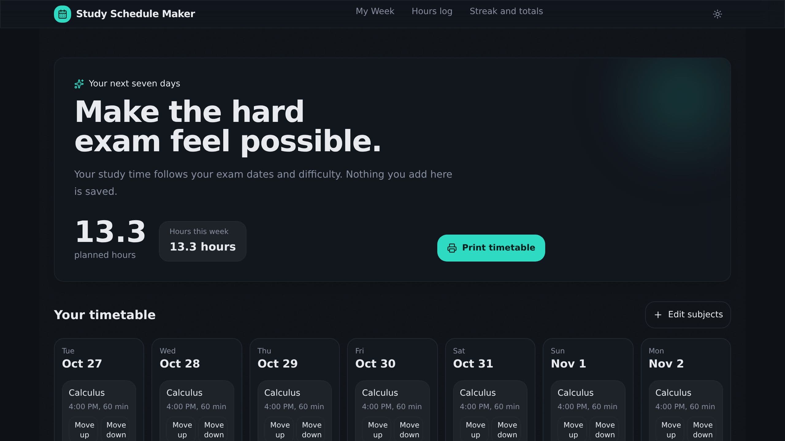 Study Schedule Maker preview