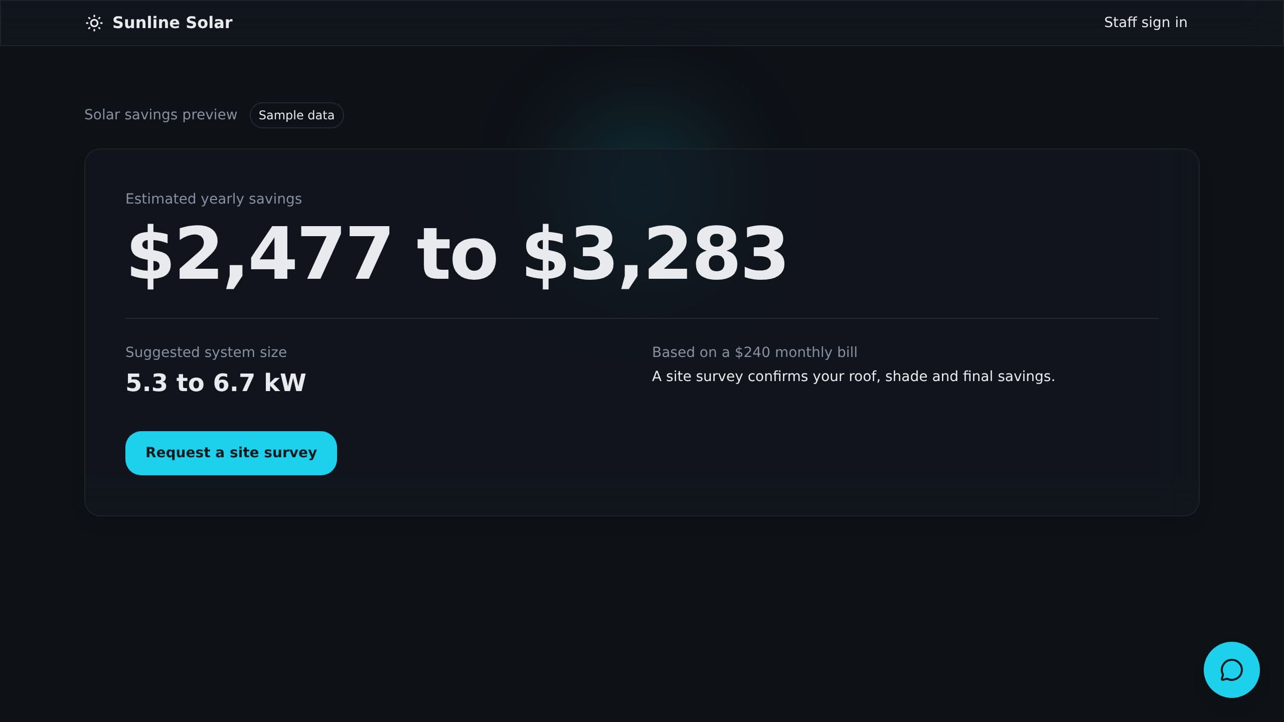 Solar Savings Estimator preview