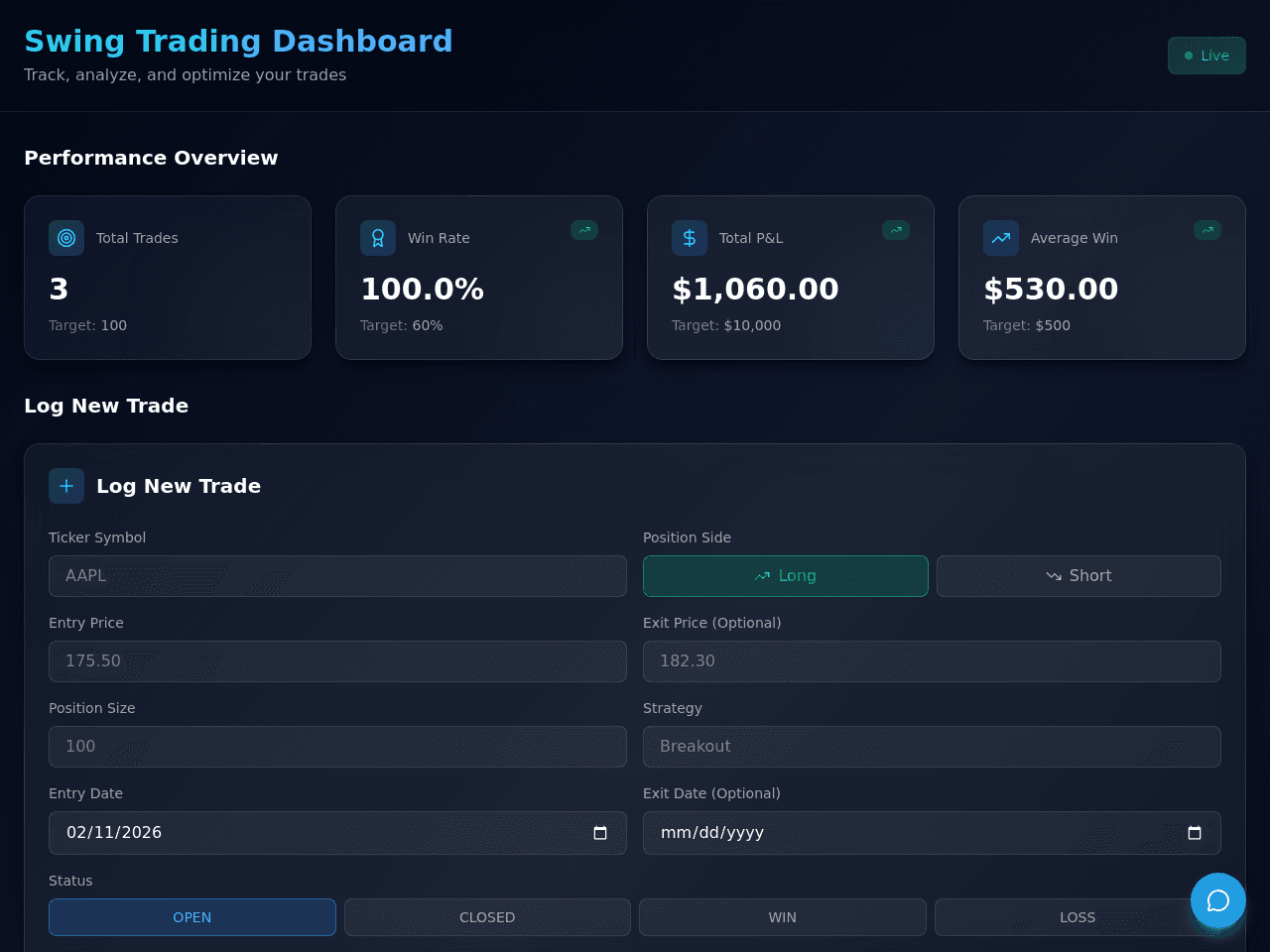 Swing Trade Tracker