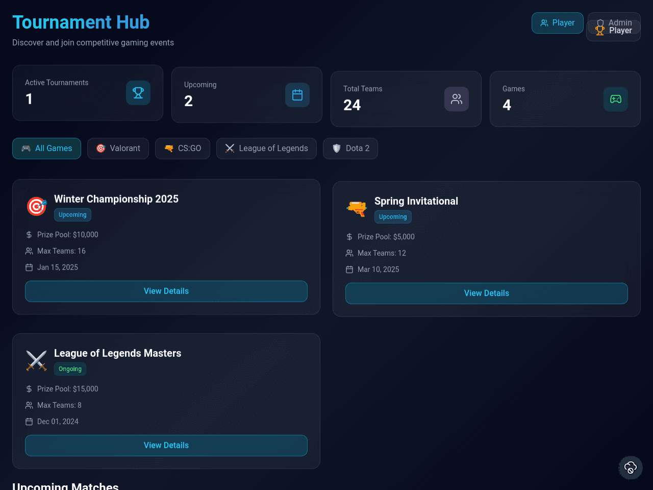 Tournament Nexus Dashboard