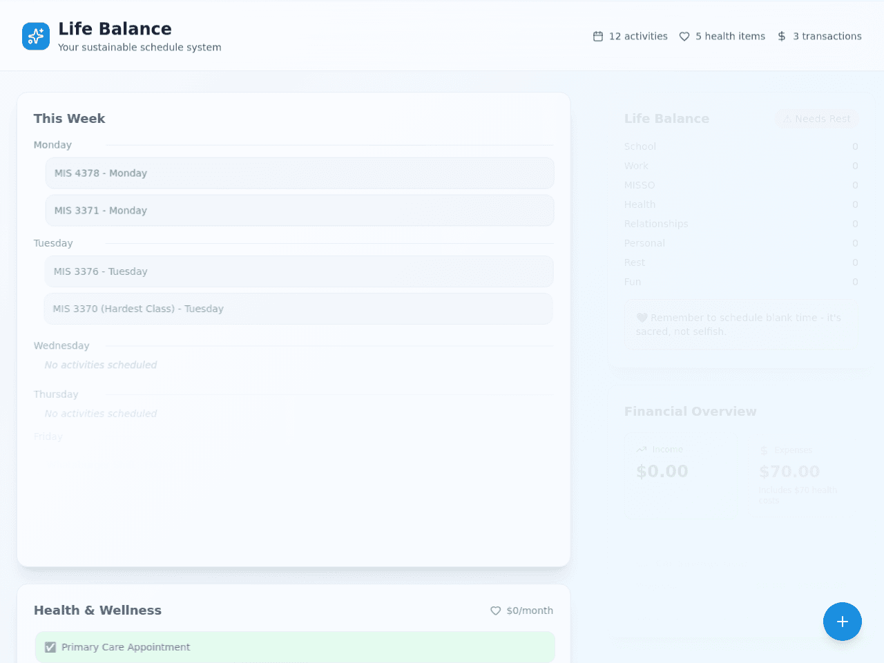 Life Balance Planner