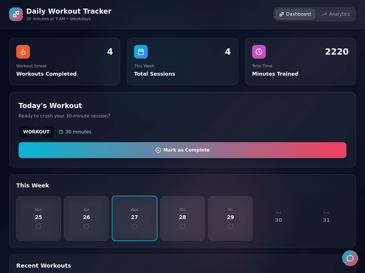 Morning Workout Planner