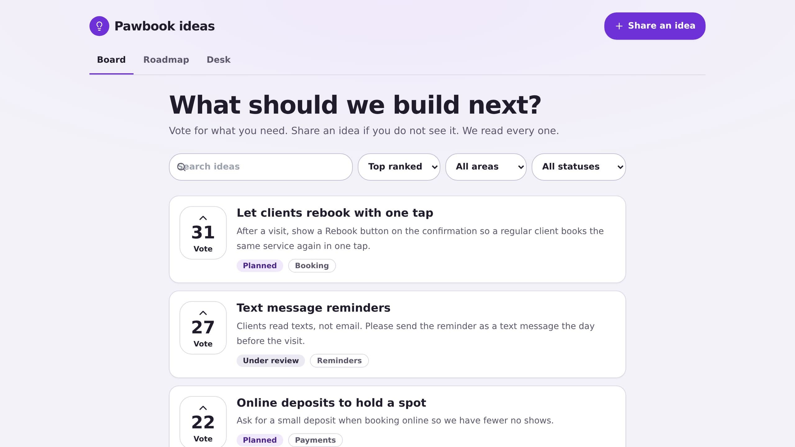 Feature Request Board preview