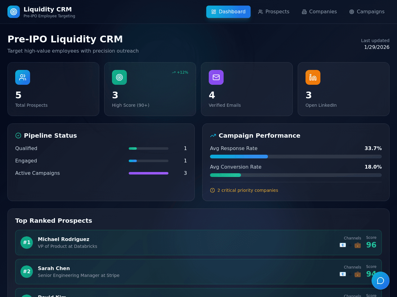 Liquidity Outreach Dashboard