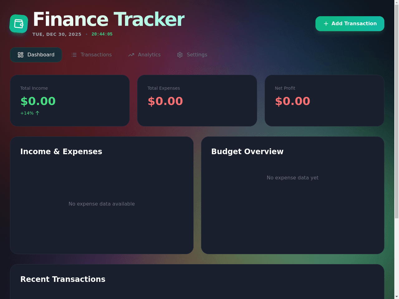 Finance Tracker Dashboard