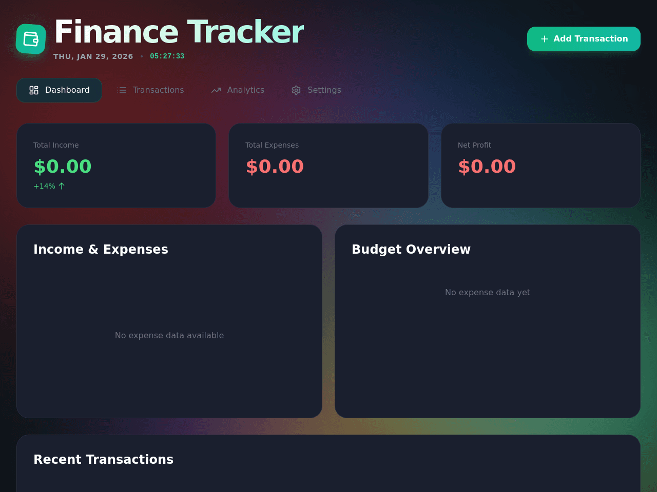Finance Tracker Dashboard