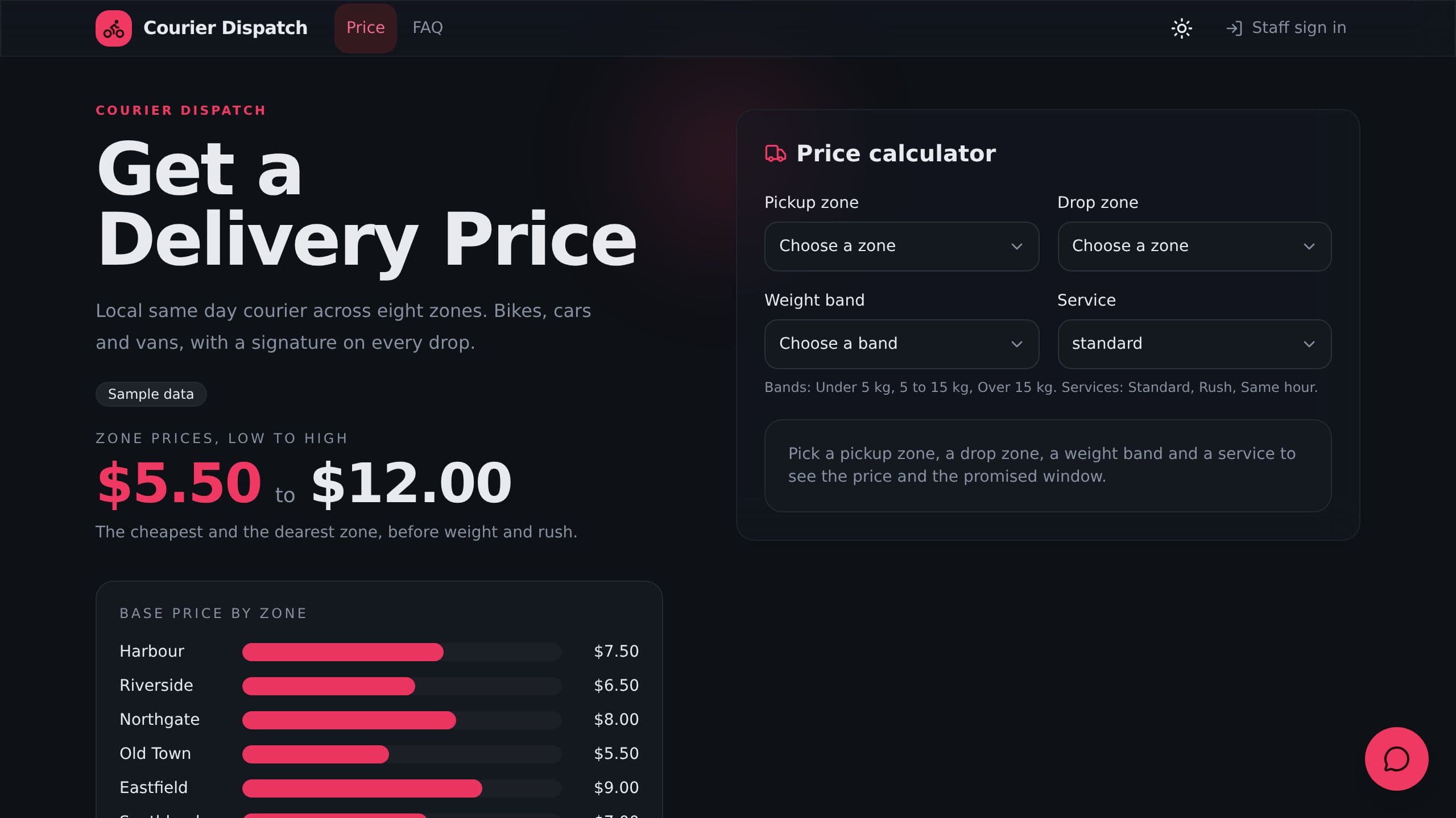 Courier Dispatch Dashboard preview