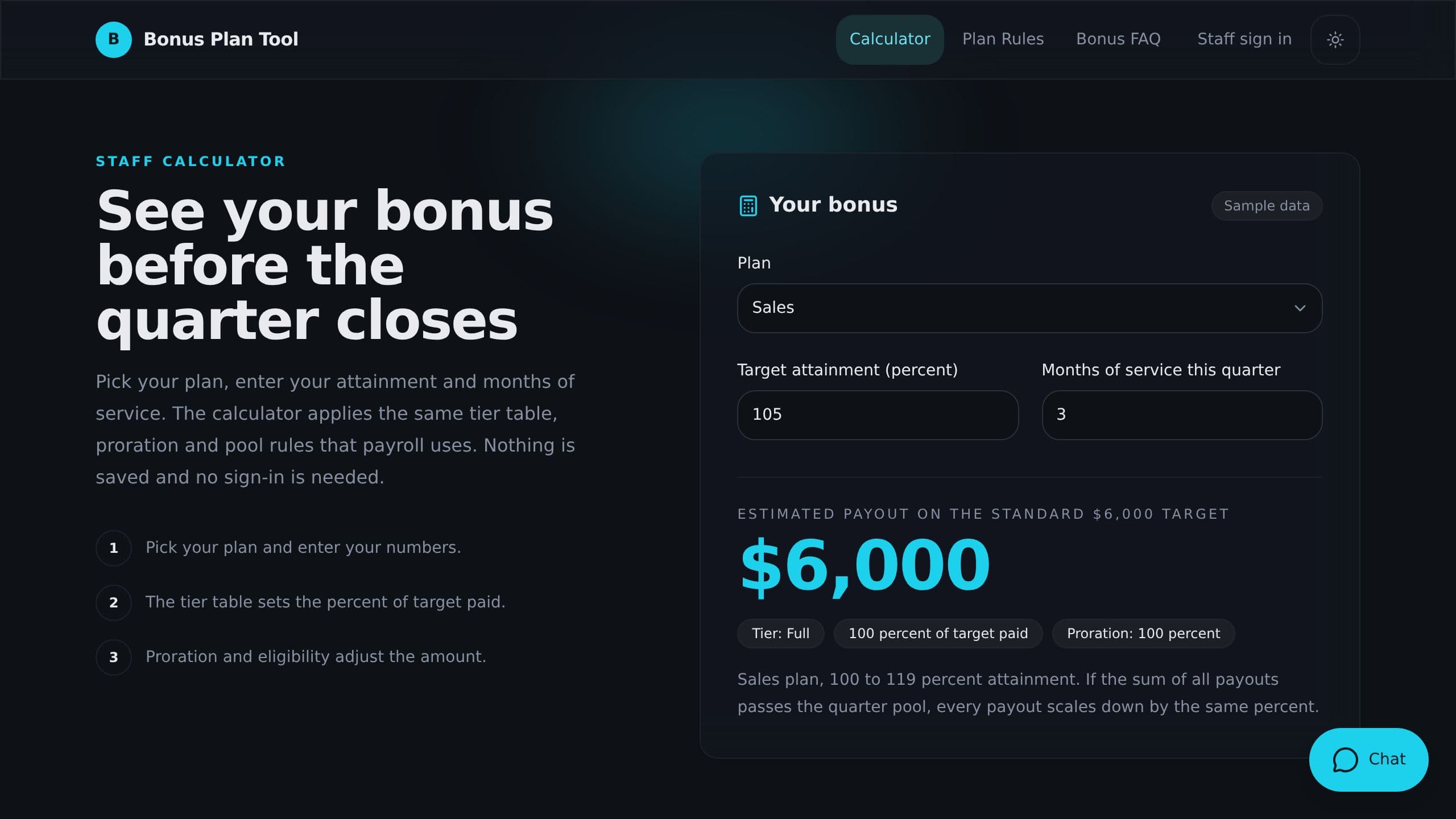 Bonus Plan Tool preview