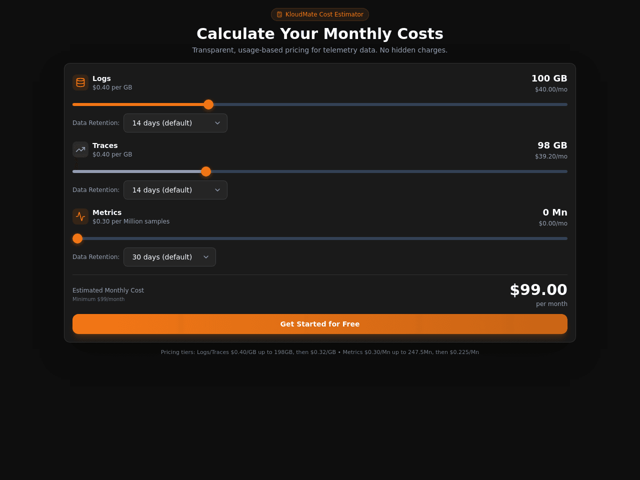 KloudMate Cost Estimator