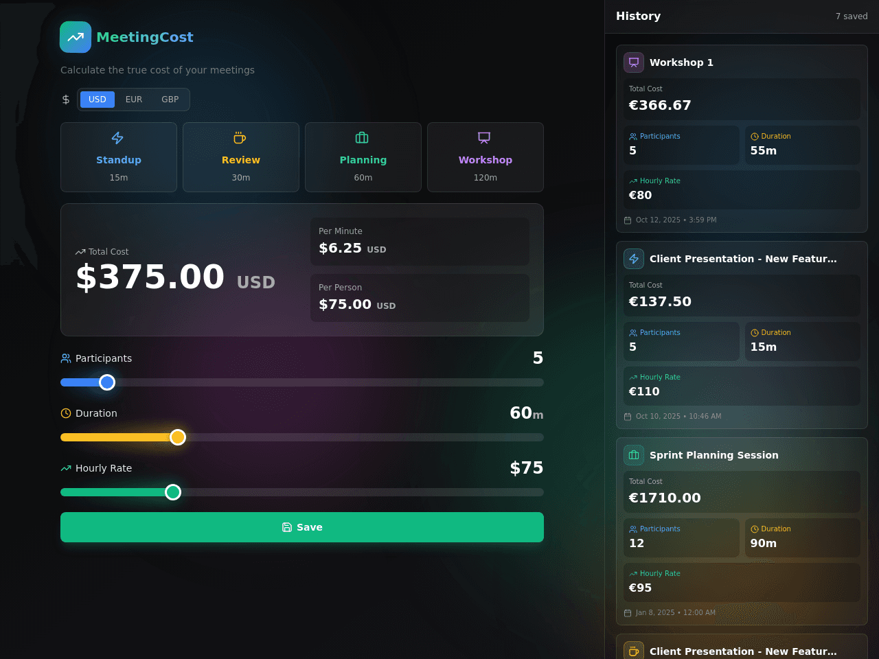 Meeting Cost Calculator
