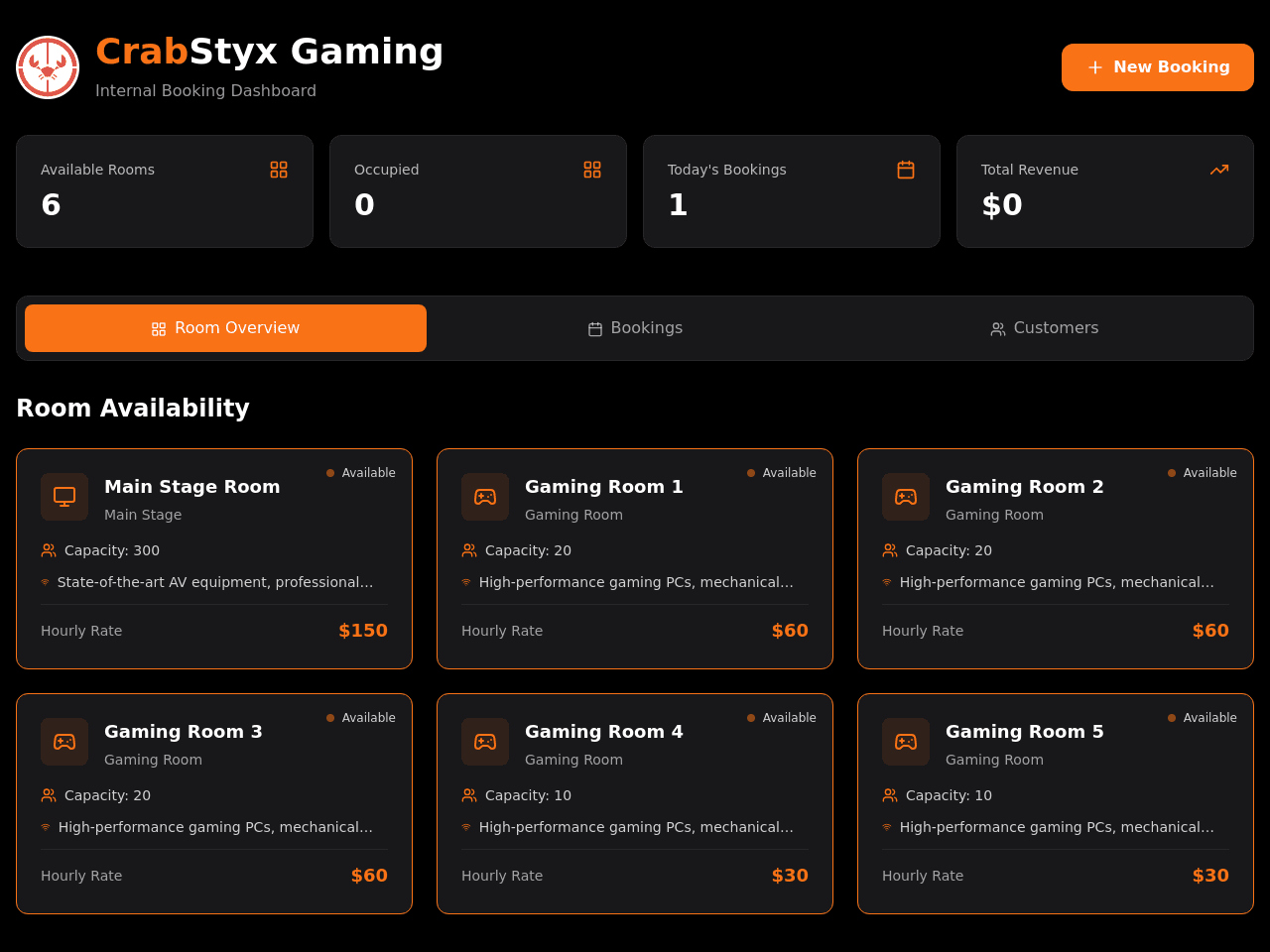 Room Booking Dashboard