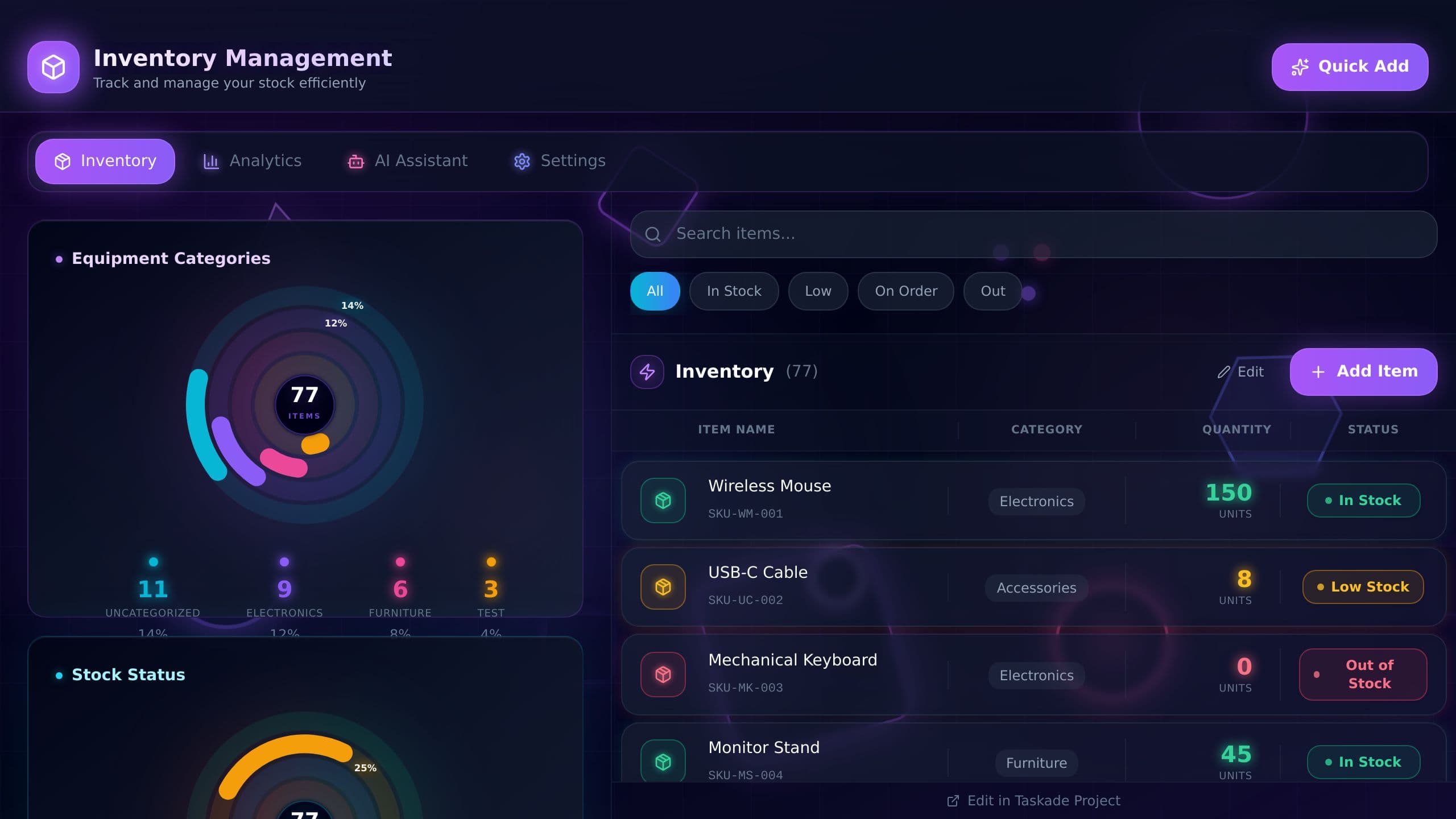 Inventory stock tracker
