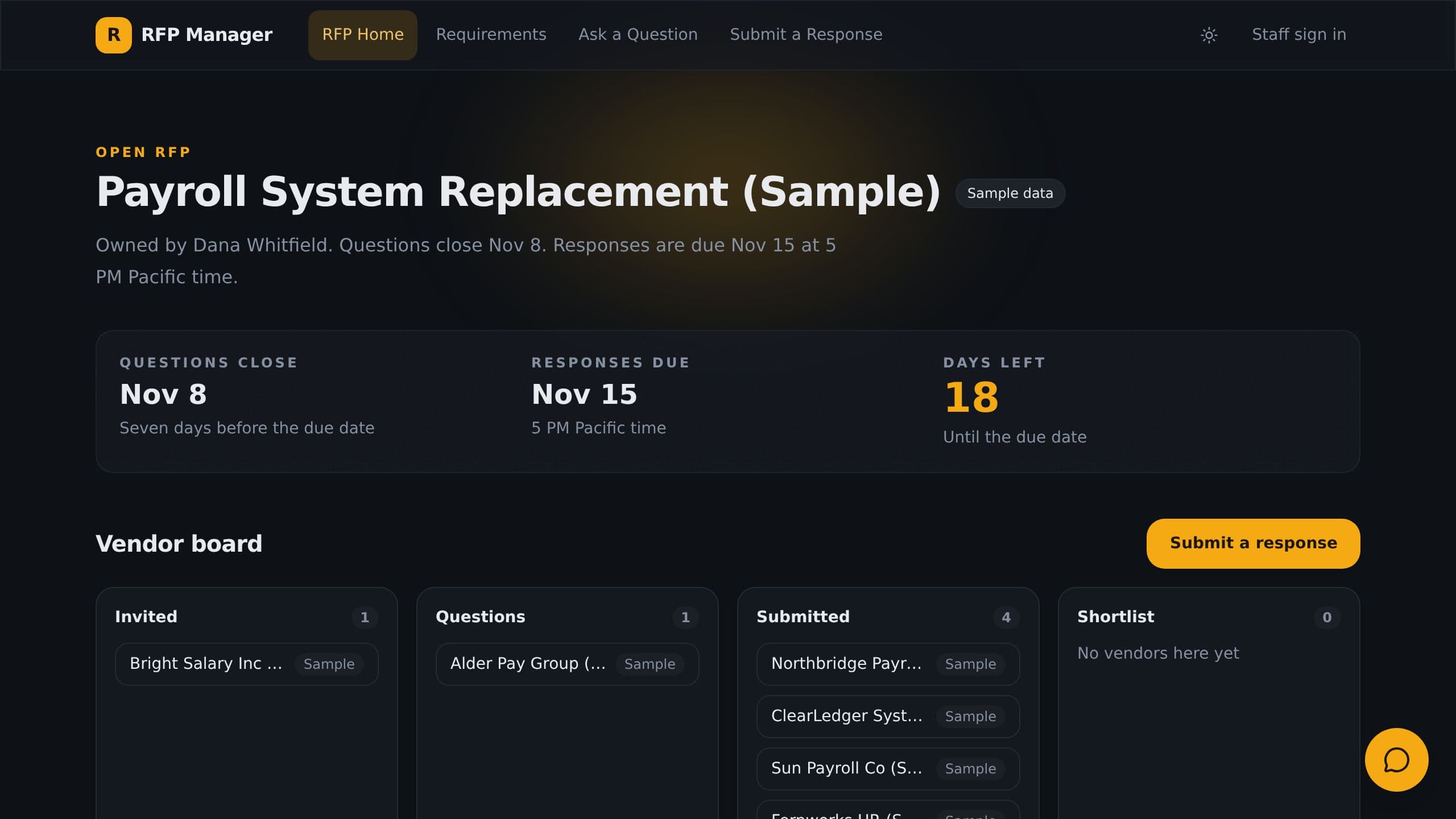 RFP Manager preview