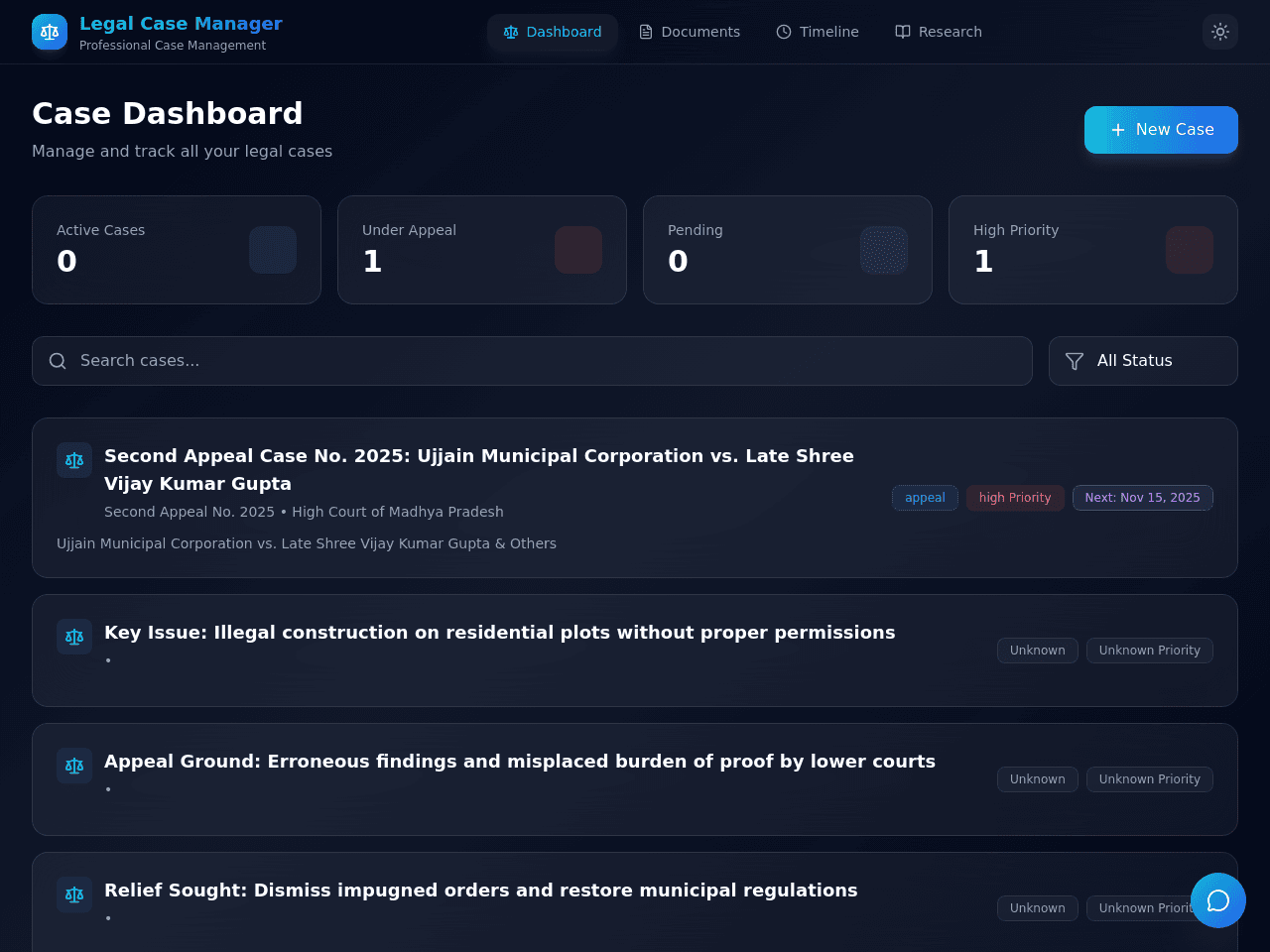Appeal Case Dashboard